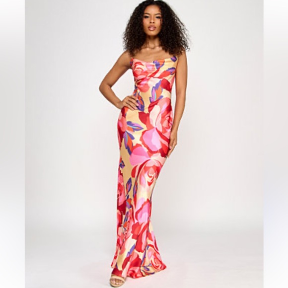 Katia Designs Dresses & Skirts - NWT!! Vibrant Floral Satin Dress